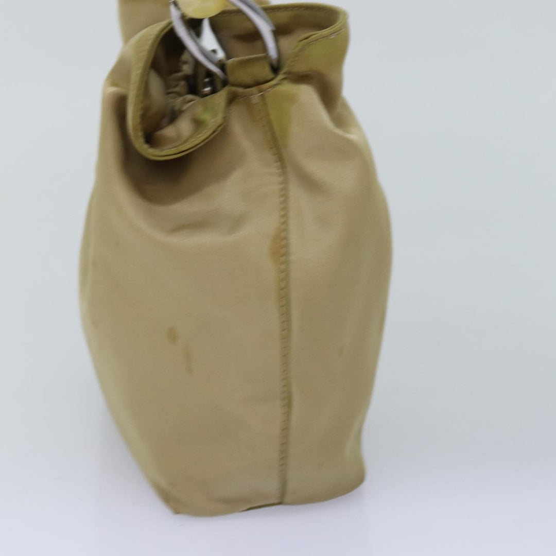 CHRISTIAN Top quality Dior Maris Pearl Hand Bag Nylon Beige Auth 76363