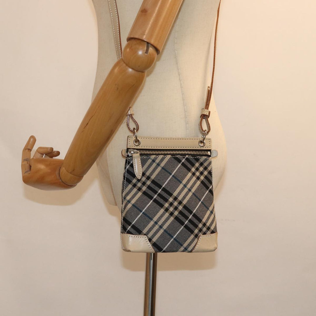 Burberry Nova Check Blue Label Shoulder Bag Canvas Black Auth 76371