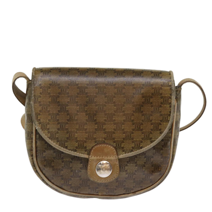 Celine Macadam Canvas Shoulder Bag Brown Auth 76405