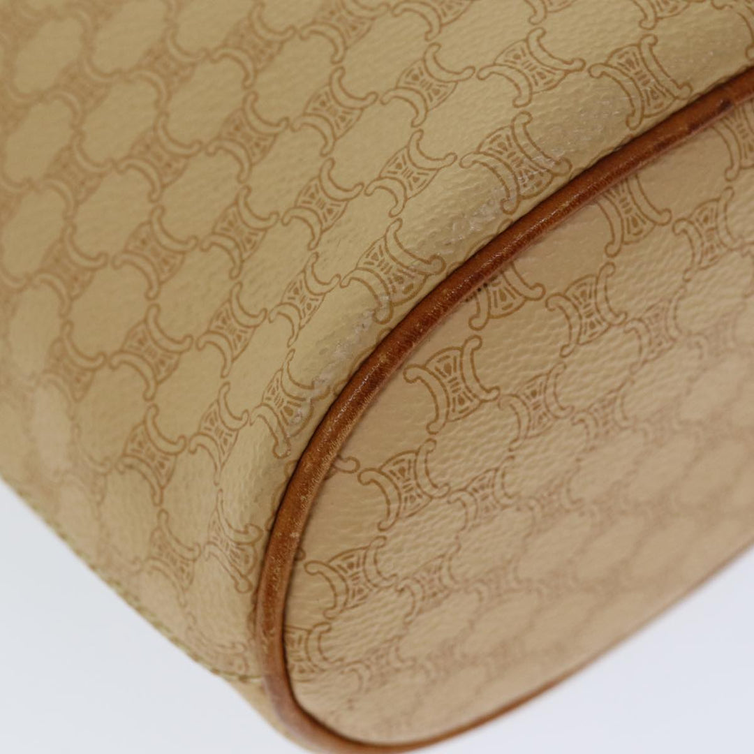 Celine Macadam Canvas Hand Bag PVC Beige Auth 76406