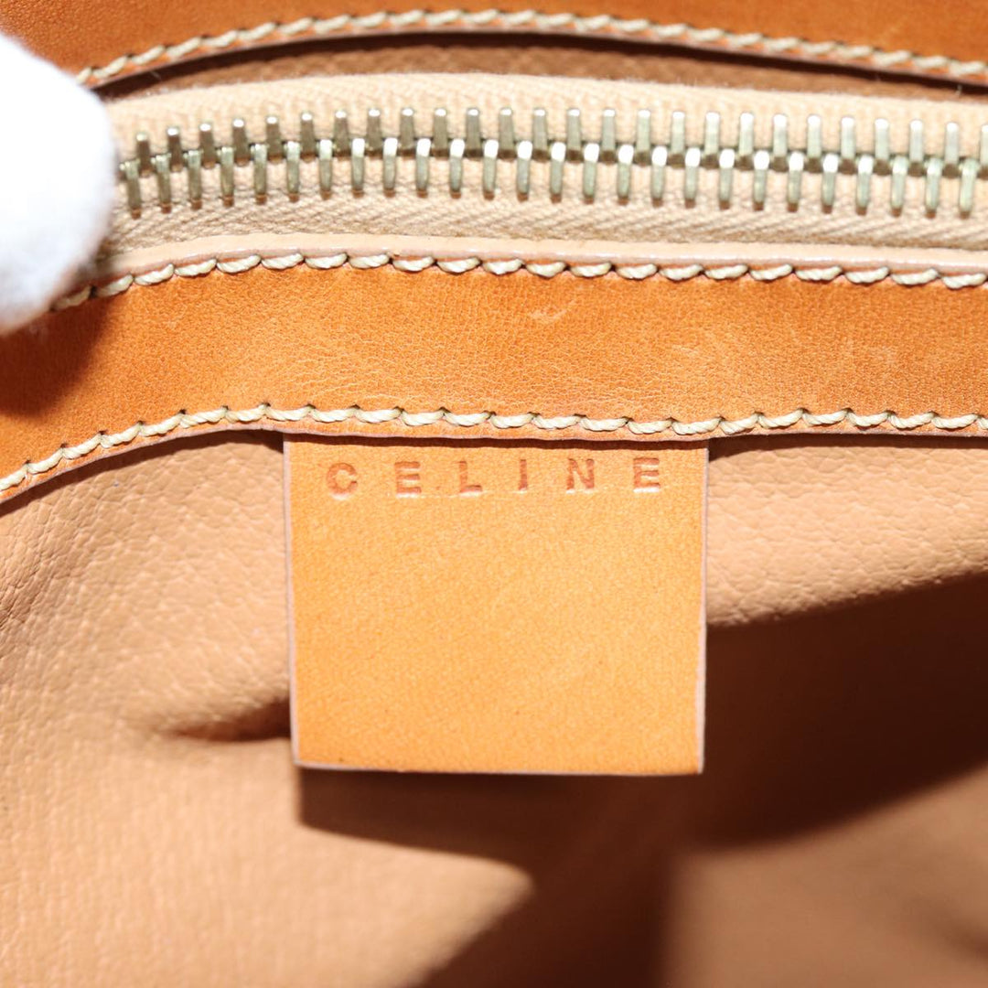 Celine Macadam Canvas Hand Bag PVC Beige Auth 76406