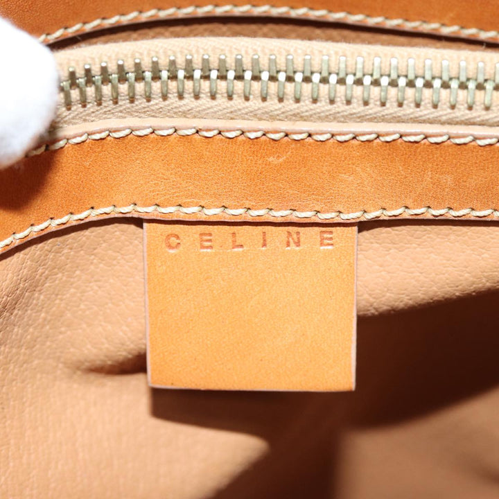 Celine Macadam Canvas Hand Bag PVC Beige Auth 76406