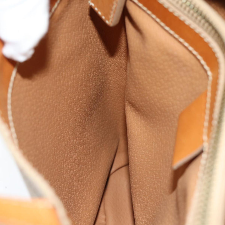 Celine Macadam Canvas Hand Bag PVC Beige Auth 76406