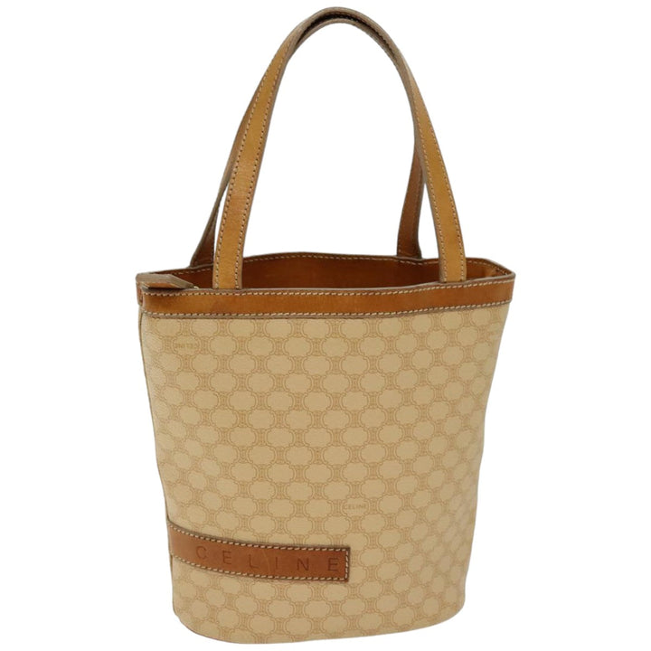Celine Macadam Canvas Hand Bag PVC Beige Auth 76406