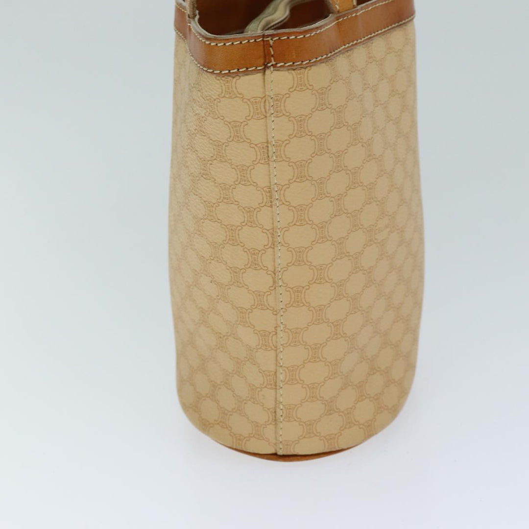 Celine Macadam Canvas Hand Bag PVC Beige Auth 76406