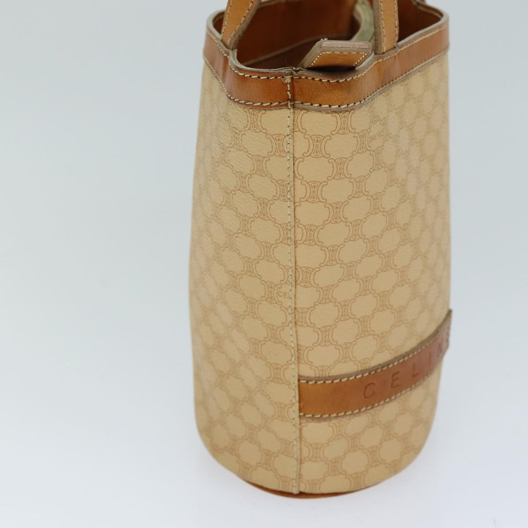 Celine Macadam Canvas Hand Bag PVC Beige Auth 76406