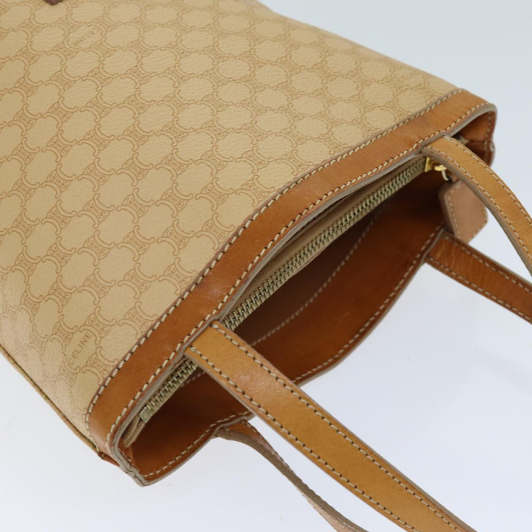 Celine Macadam Canvas Hand Bag PVC Beige Auth 76406