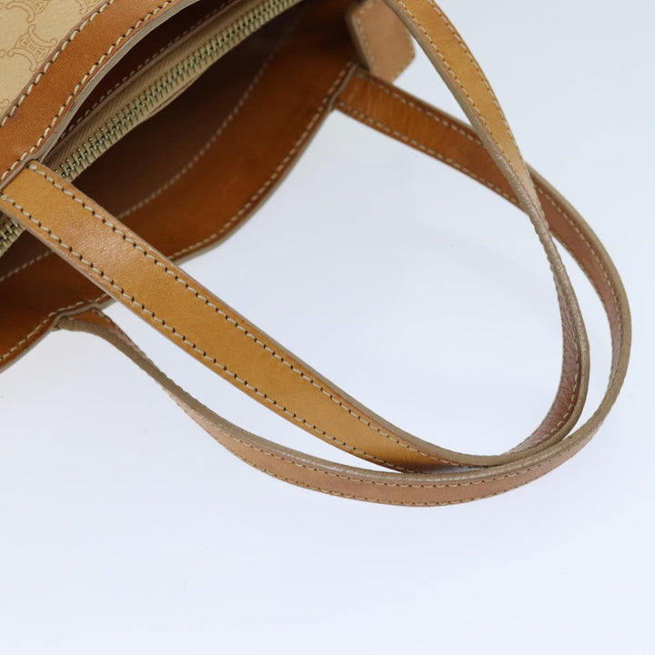 Celine Macadam Canvas Hand Bag PVC Beige Auth 76406