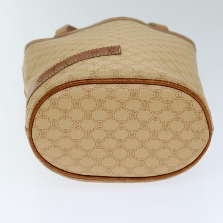 Celine Macadam Canvas Hand Bag PVC Beige Auth 76406