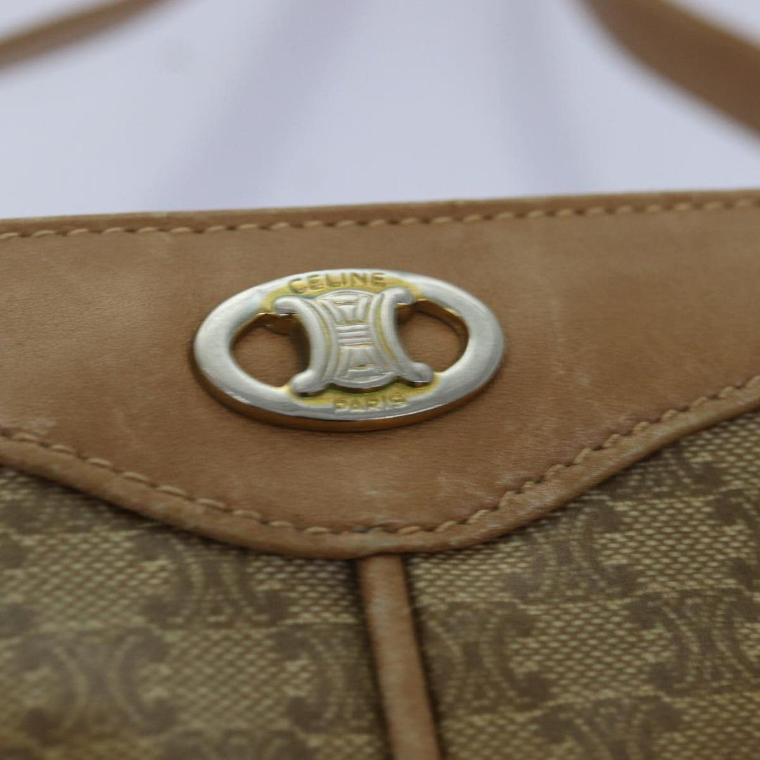 Celine Macadam Canvas Shoulder Bag Beige Auth 76409