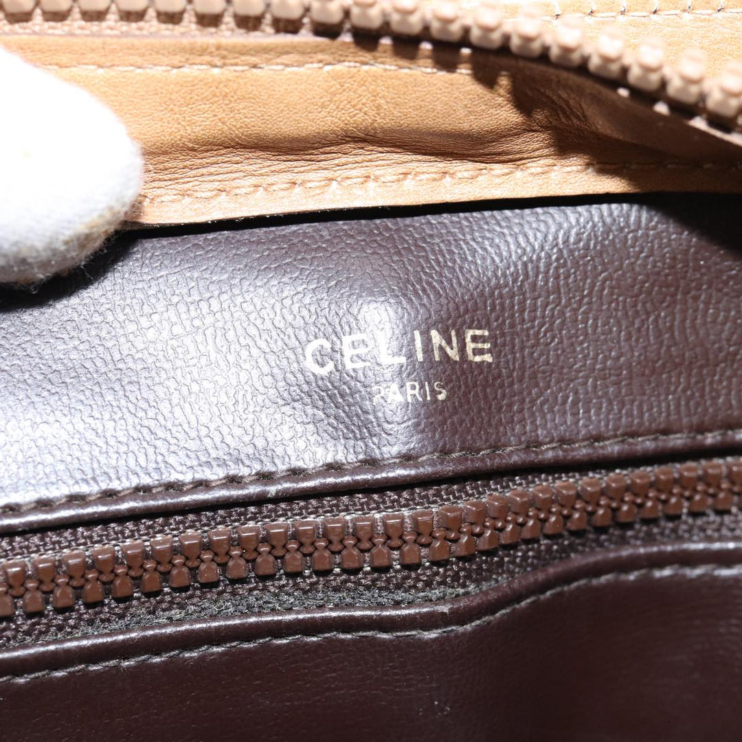 Celine Macadam Canvas Shoulder Bag Beige Auth 76409