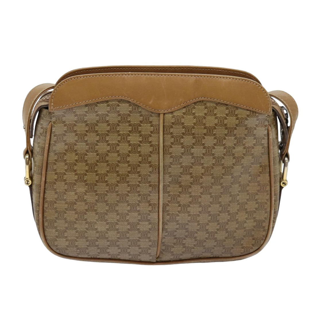 Celine Macadam Canvas Shoulder Bag Beige Auth 76409