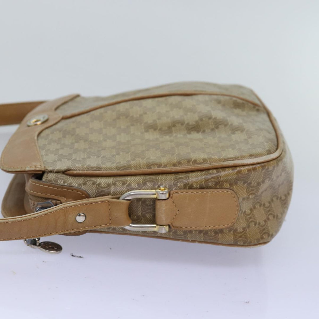 Celine Macadam Canvas Shoulder Bag Beige Auth 76409