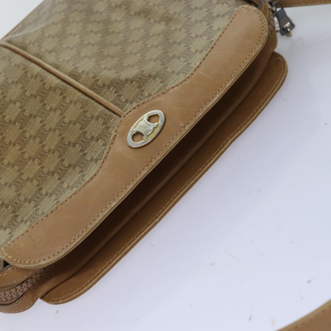 Celine Macadam Canvas Shoulder Bag Beige Auth 76409