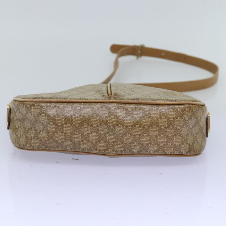 Celine Macadam Canvas Shoulder Bag Beige Auth 76409