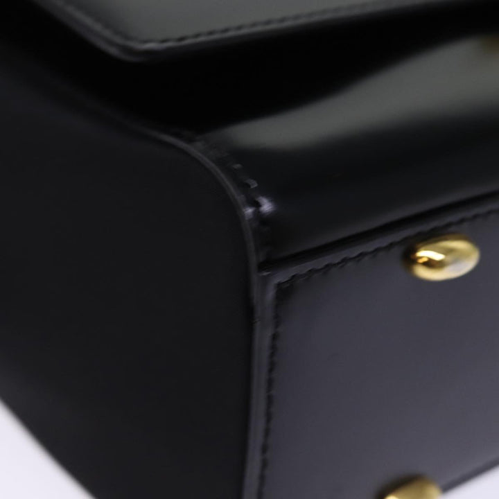 Celine Hand Bag Patent leather 2way Black  76412