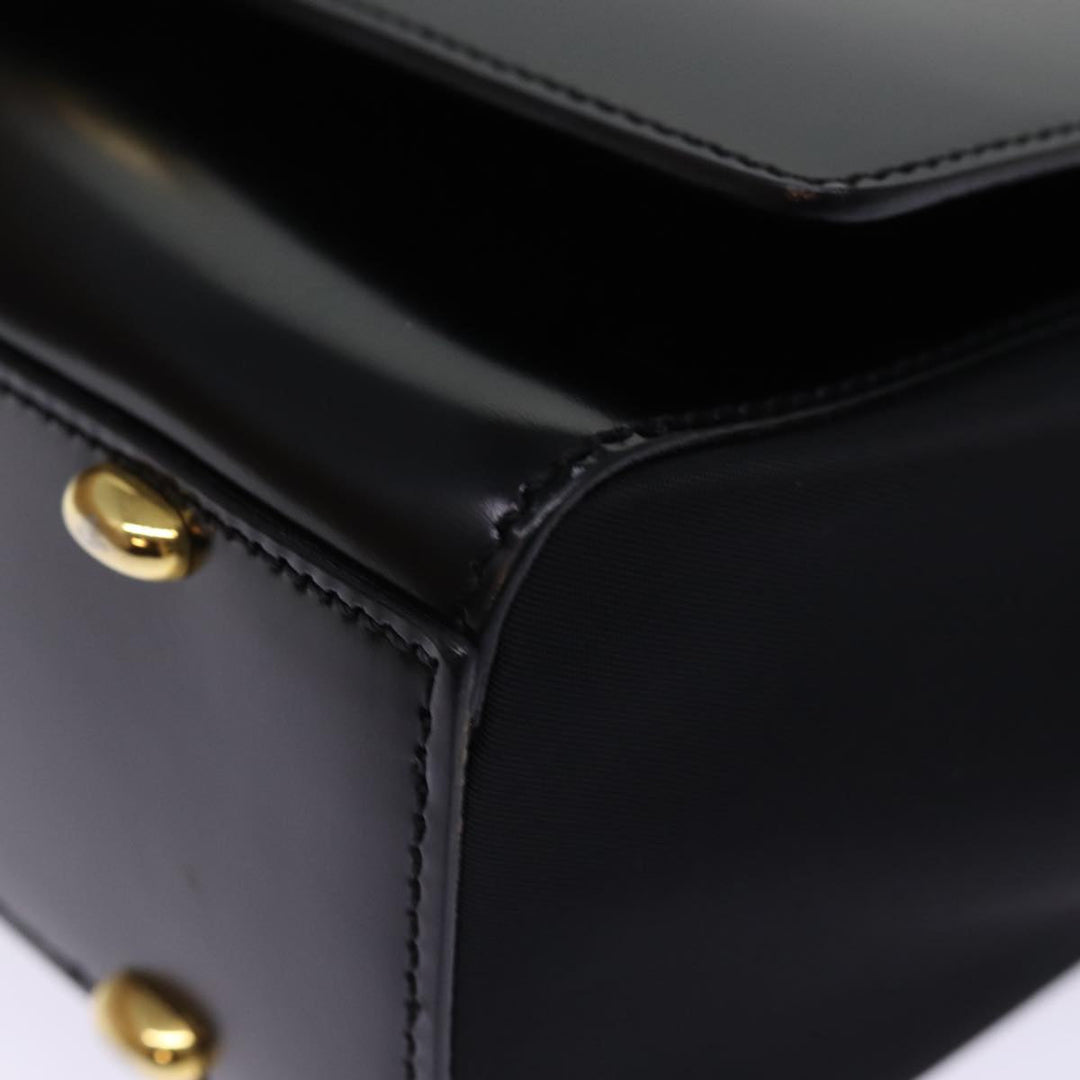 Celine Hand Bag Patent leather 2way Black  76412