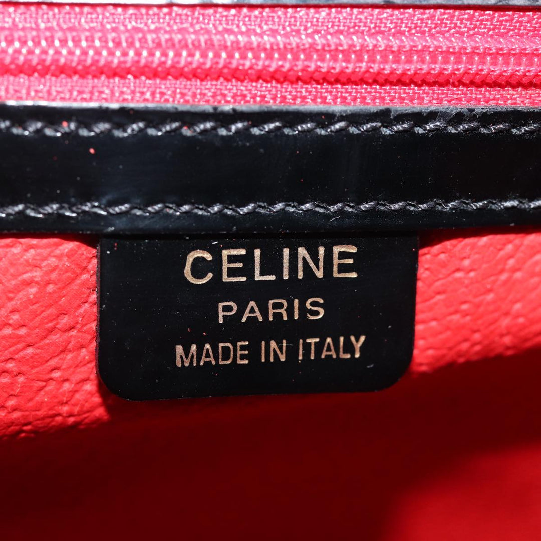 Celine Hand Bag Patent leather 2way Black  76412