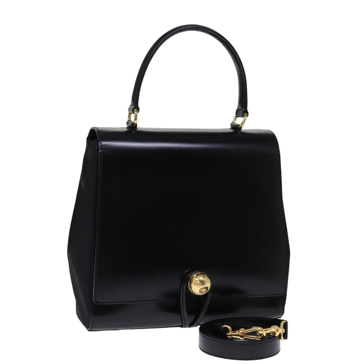 Celine Hand Bag Patent leather 2way Black  76412