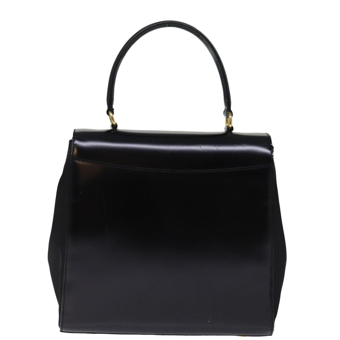 Celine Hand Bag Patent leather 2way Black  76412