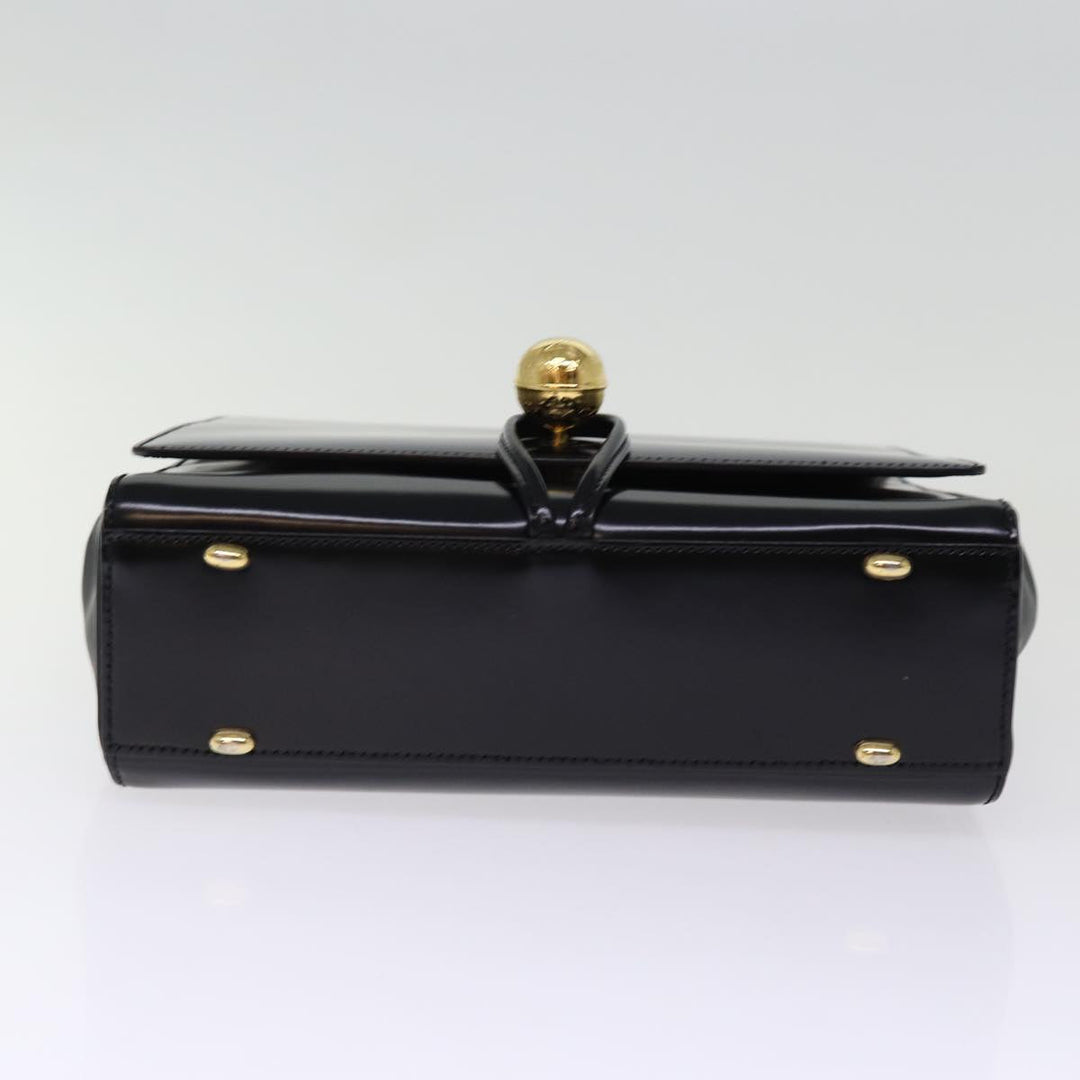 Celine Hand Bag Patent leather 2way Black  76412