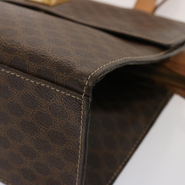 Celine Macadam Canvas Hand Bag PVC Leather Brown  76413