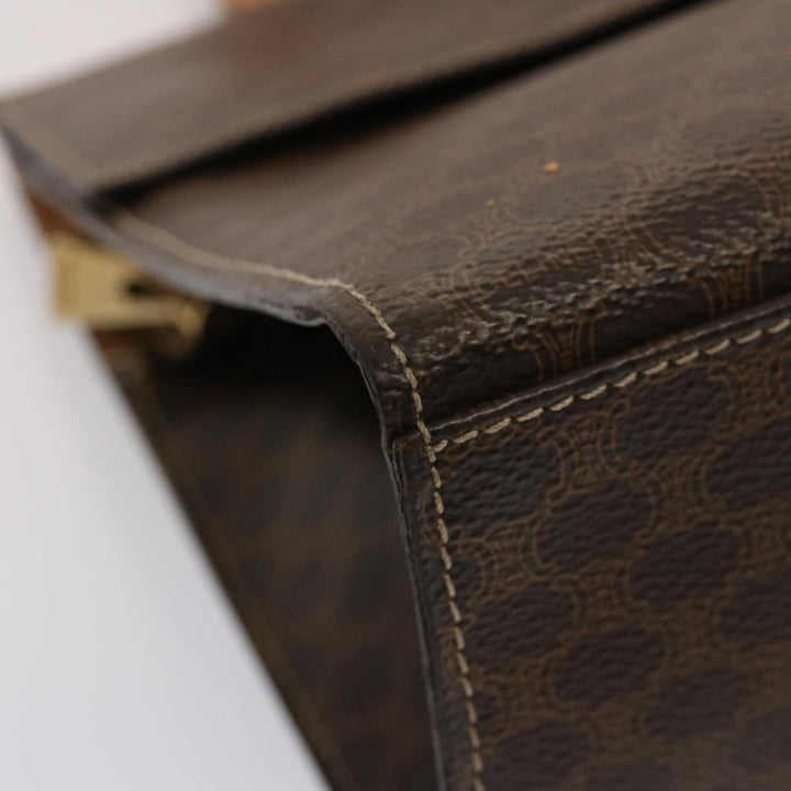 Celine Macadam Canvas Hand Bag PVC Leather Brown  76413
