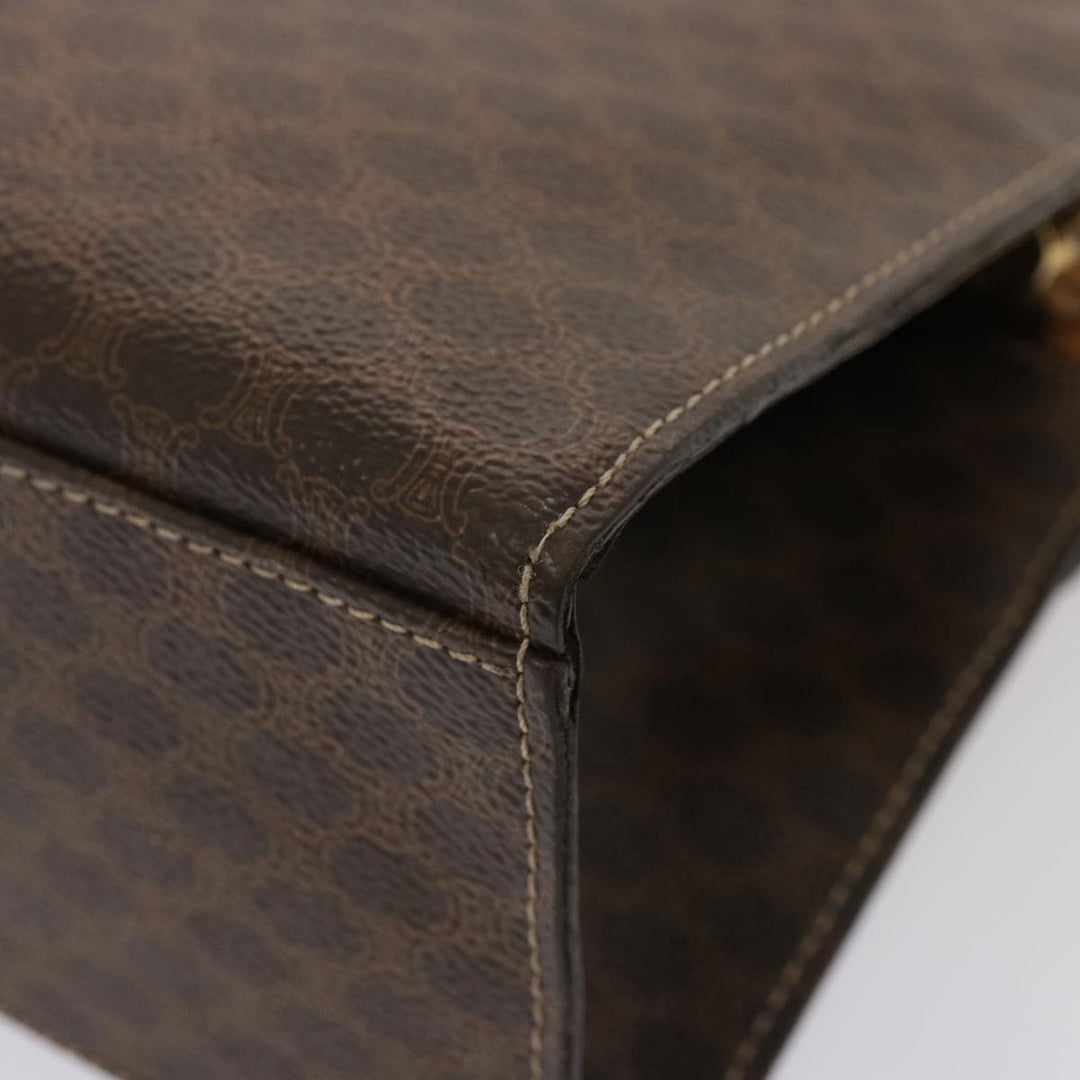 Celine Macadam Canvas Hand Bag PVC Leather Brown  76413