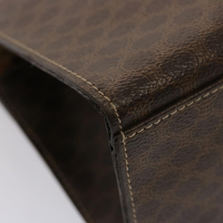 Celine Macadam Canvas Hand Bag PVC Leather Brown  76413