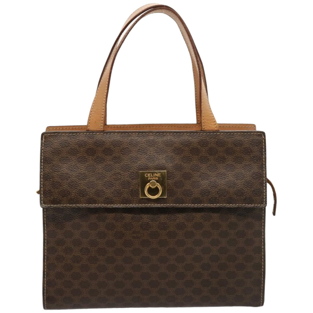 Celine Macadam Canvas Hand Bag PVC Leather Brown  76413