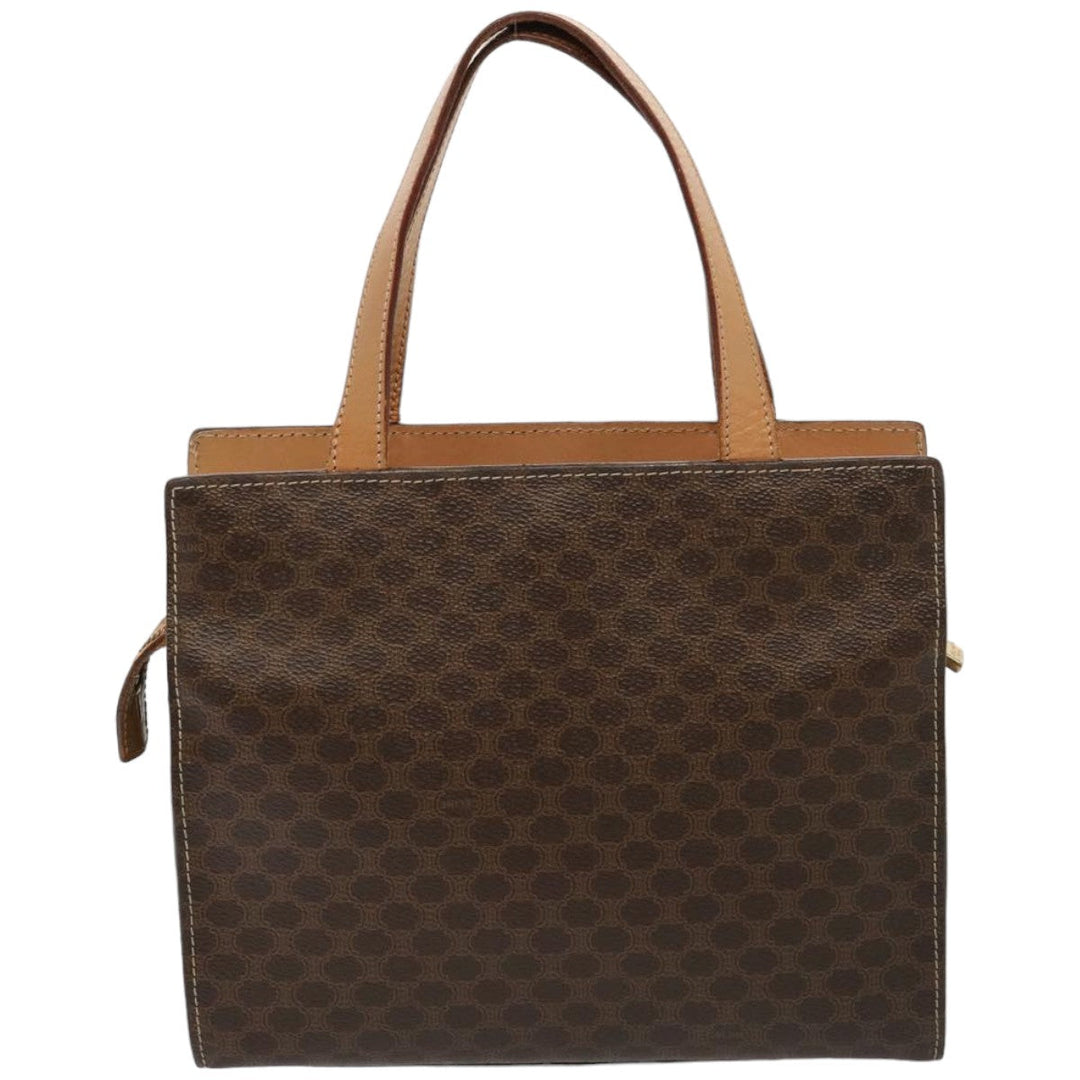 Celine Macadam Canvas Hand Bag PVC Leather Brown  76413