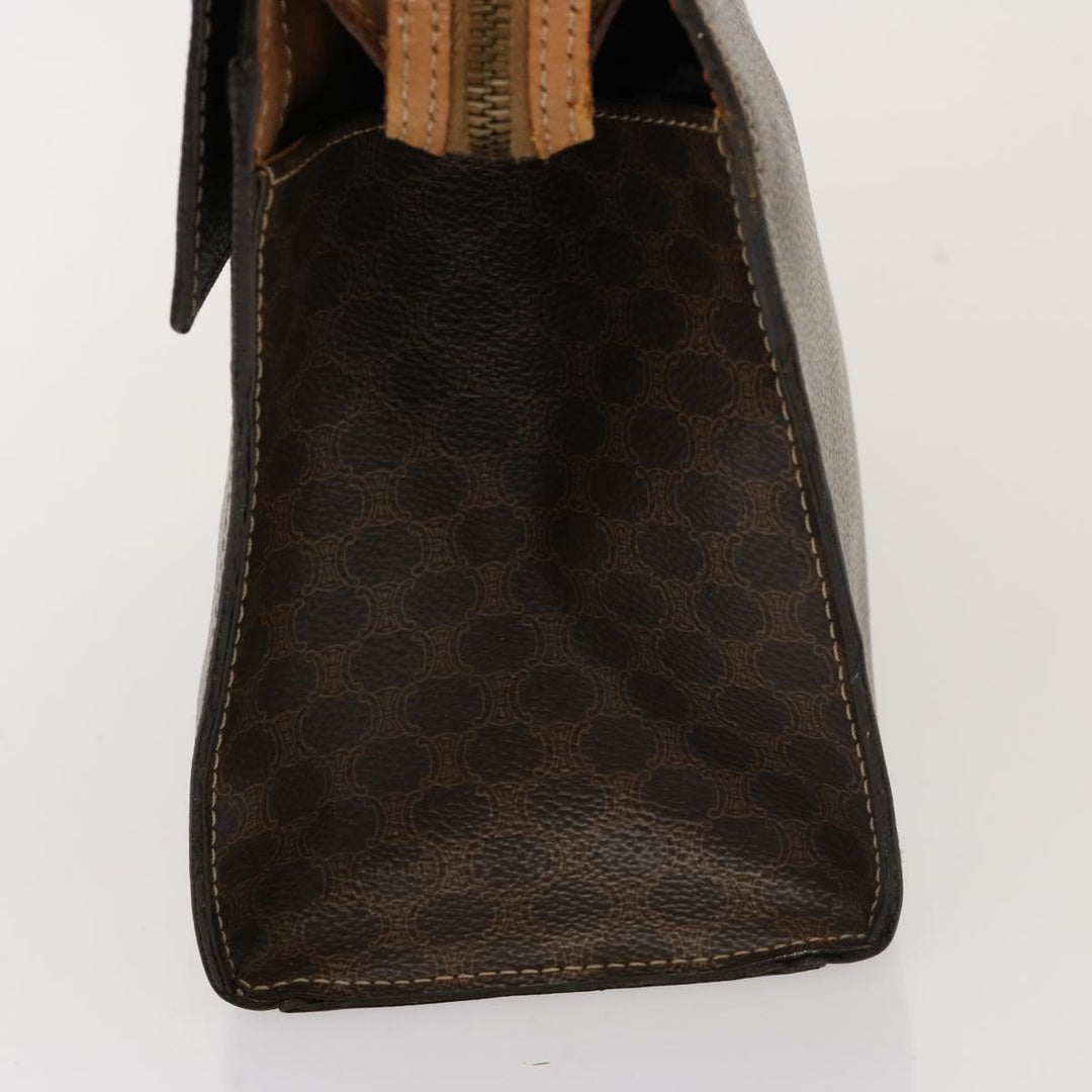 Celine Macadam Canvas Hand Bag PVC Leather Brown  76413