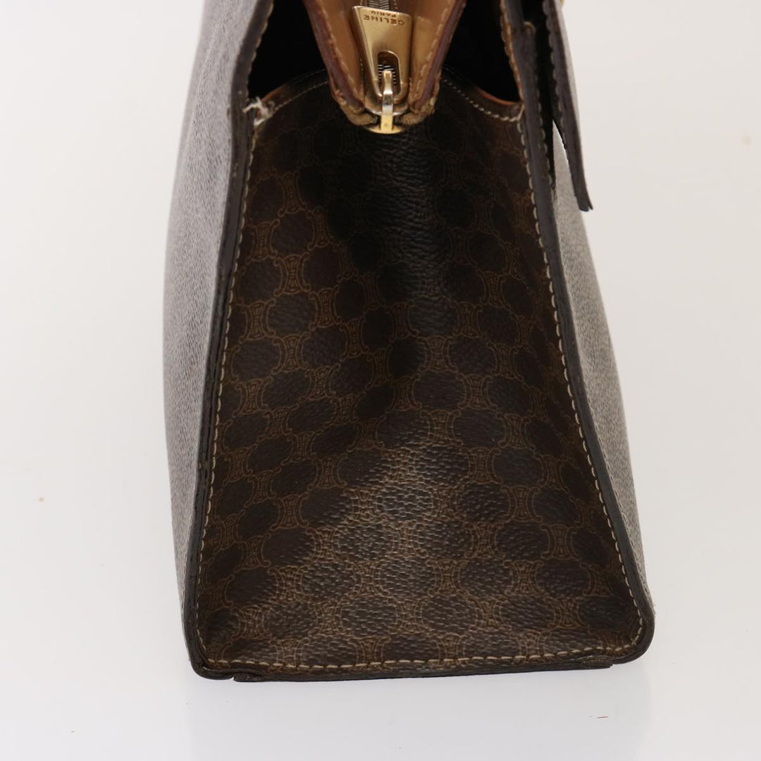 Celine Macadam Canvas Hand Bag PVC Leather Brown  76413