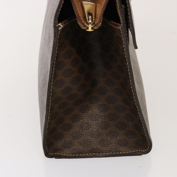 Celine Macadam Canvas Hand Bag PVC Leather Brown  76413
