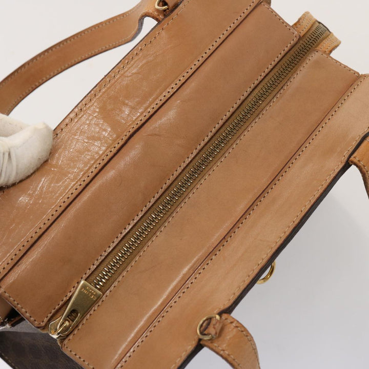 Celine Macadam Canvas Hand Bag PVC Leather Brown  76413
