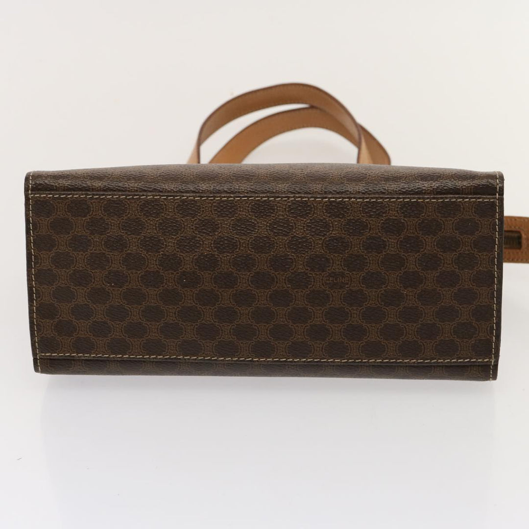 Celine Macadam Canvas Hand Bag PVC Leather Brown  76413