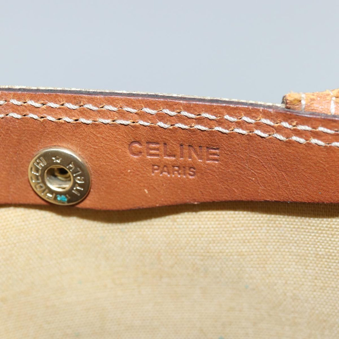 Celine Macadam Canvas Hand Bag Beige Auth 76414