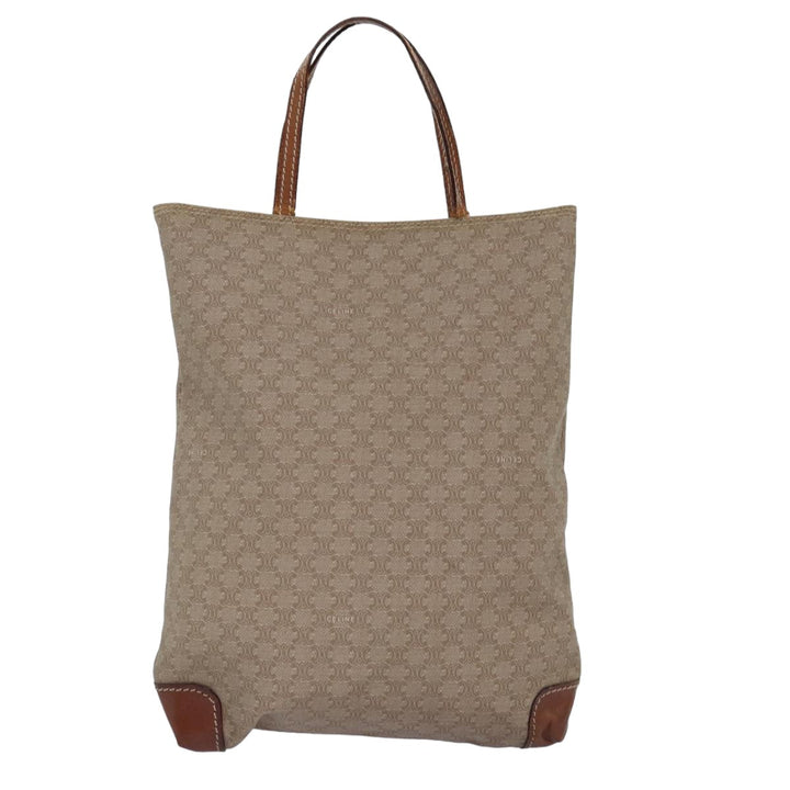 Celine Macadam Canvas Hand Bag Beige Auth 76414