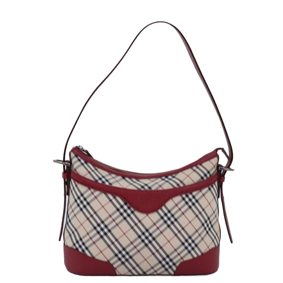 Burberry Nova Check Shoulder Bag Canvas Red Auth 76480