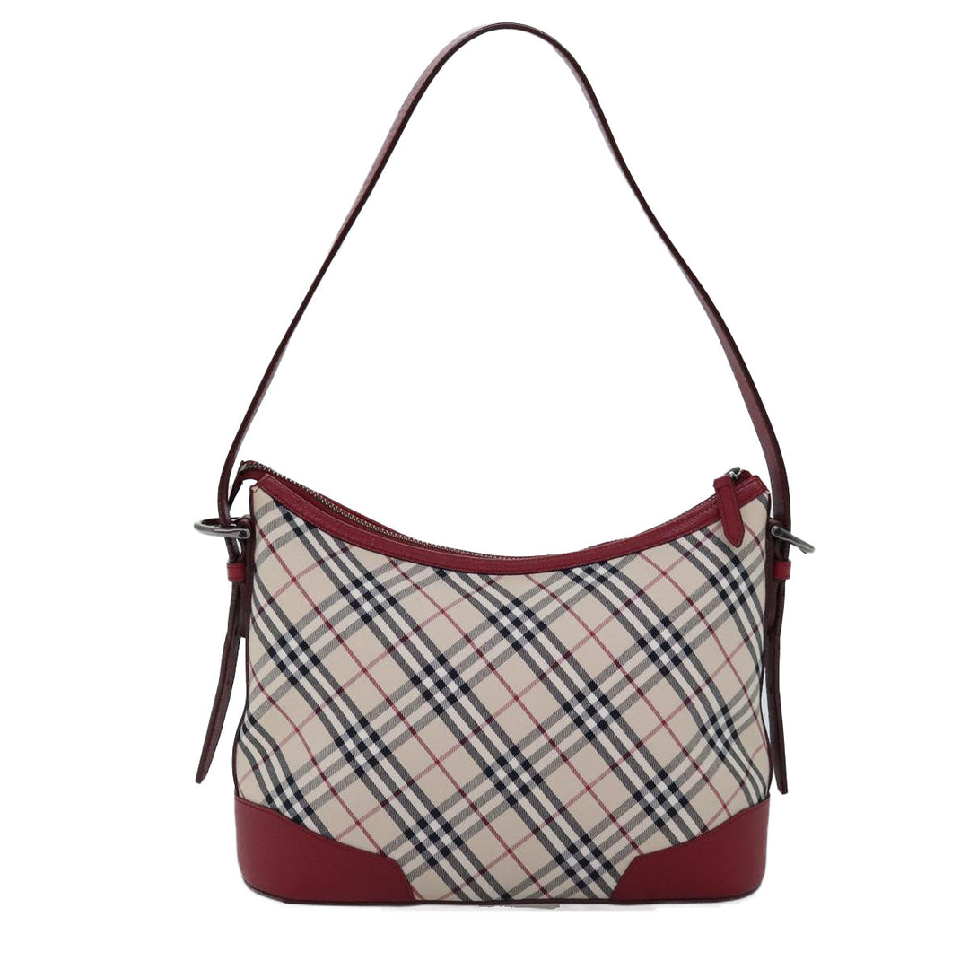 Burberry Nova Check Shoulder Bag Canvas Red Auth 76480