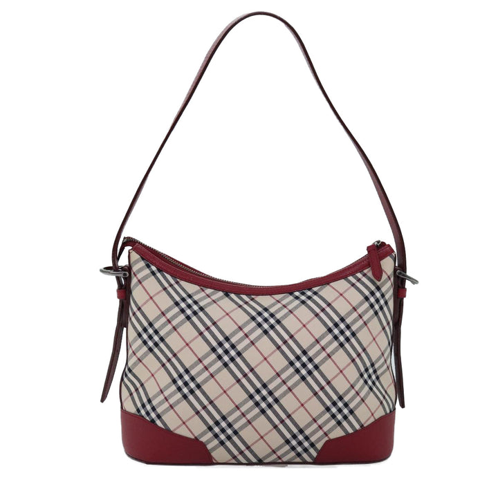 Burberry Nova Check Shoulder Bag Canvas Red Auth 76480
