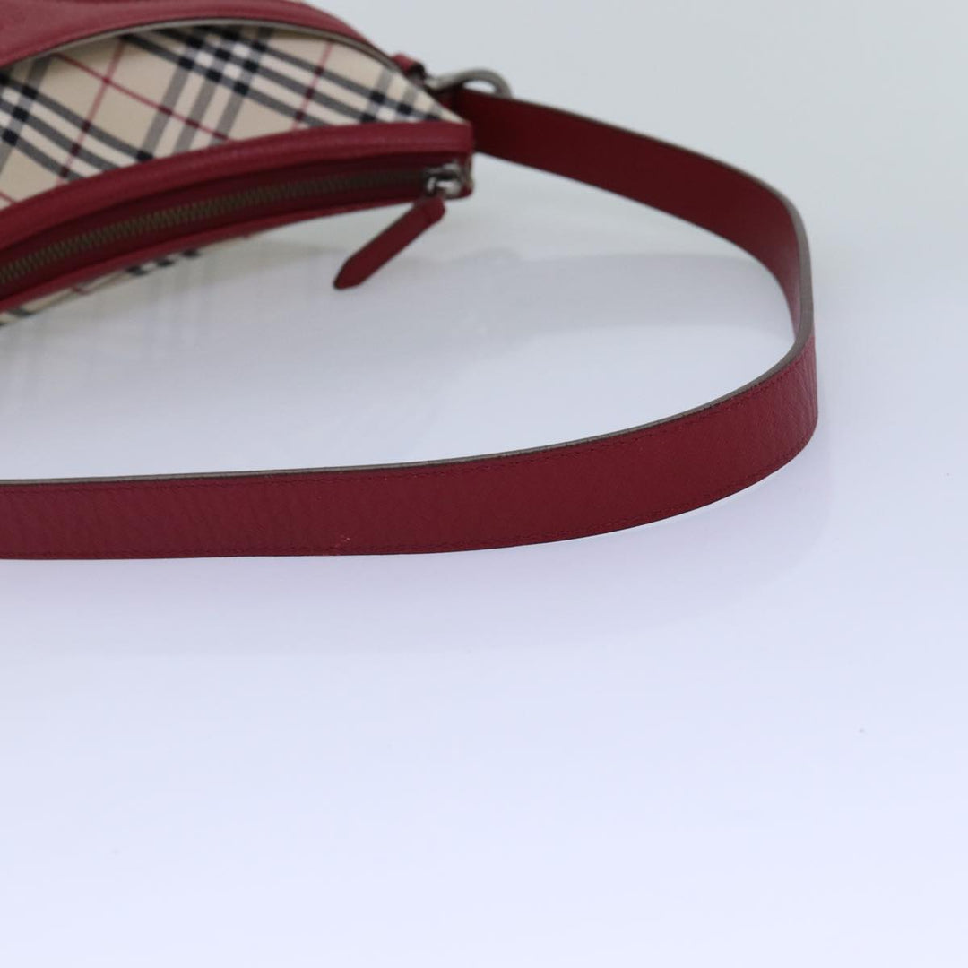 Burberry Nova Check Shoulder Bag Canvas Red Auth 76480