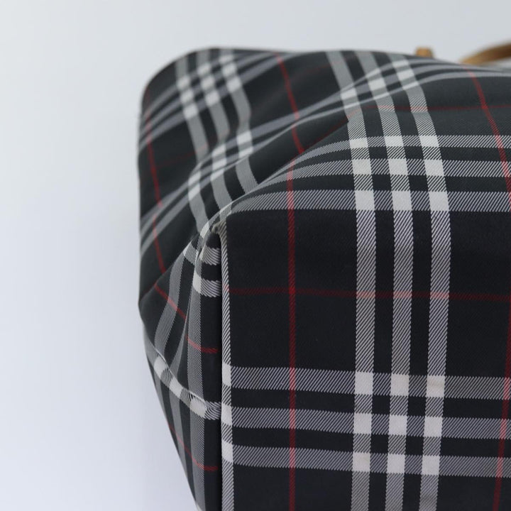 Burberry Nova Check Hand Bag Nylon Black Auth 76571