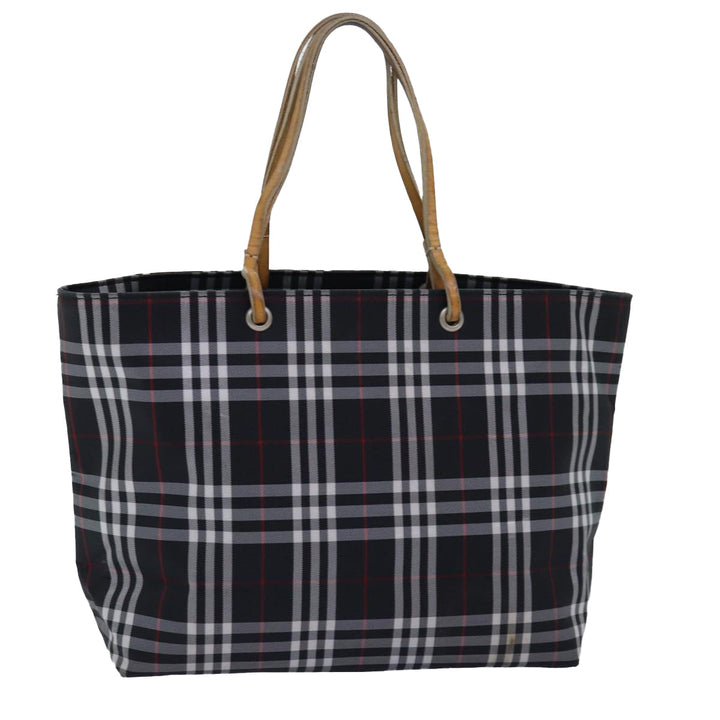 Burberry Nova Check Hand Bag Nylon Black Auth 76571