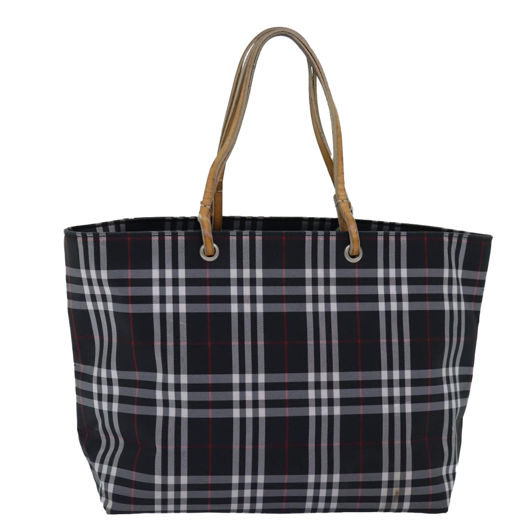 Burberry Nova Check Hand Bag Nylon Black Auth 76571