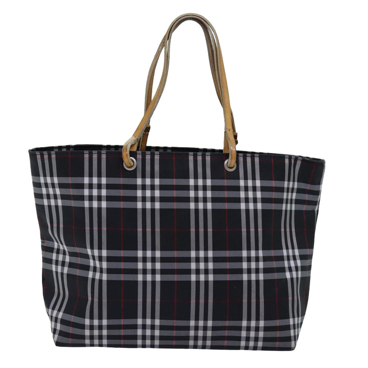 Burberry Nova Check Hand Bag Nylon Black Auth 76571