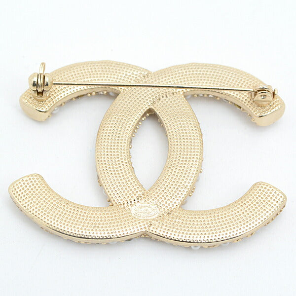 Top Quality Chanel Coco Mark Rhinestone Brooch Gold Plated