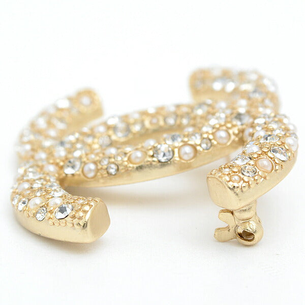 Top Quality Chanel Coco Mark Rhinestone Brooch Gold Plated