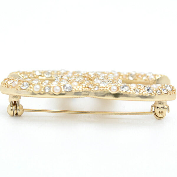 Top Quality Chanel Coco Mark Rhinestone Brooch Gold Plated