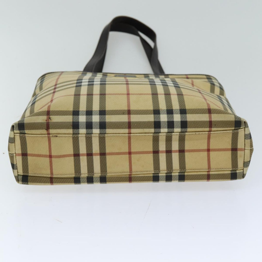 Burberry Nova Check Tote Bag Canvas Beige Dark Brown Auth 76724
